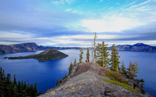 Crater Lake from nearby cliff lookout.