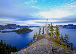 Crater Lake from nearby cliff lookout.