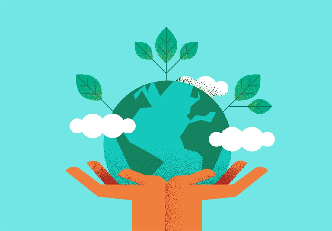 Illustration of a pair of hands holding the Earth up.
