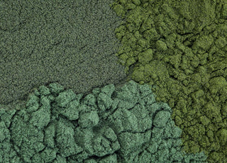 Close up of 3 types of algae powder mixed together. 